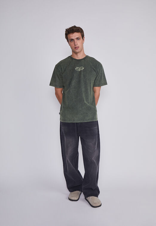 Polera Hombre Lavada Verde Sioux